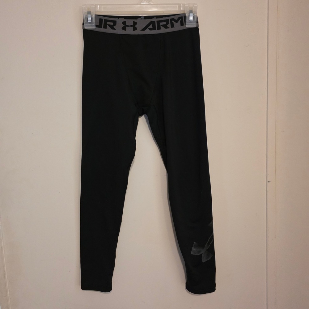 Under Armour Boys Leggings Size Medium Black ColdGear Fitted Athletic Tights